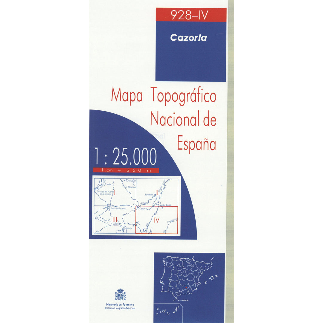 Carte topographique de l'Espagne n° 0928.4 - Cazorla | CNIG - 1/25 000 carte pliée CNIG 