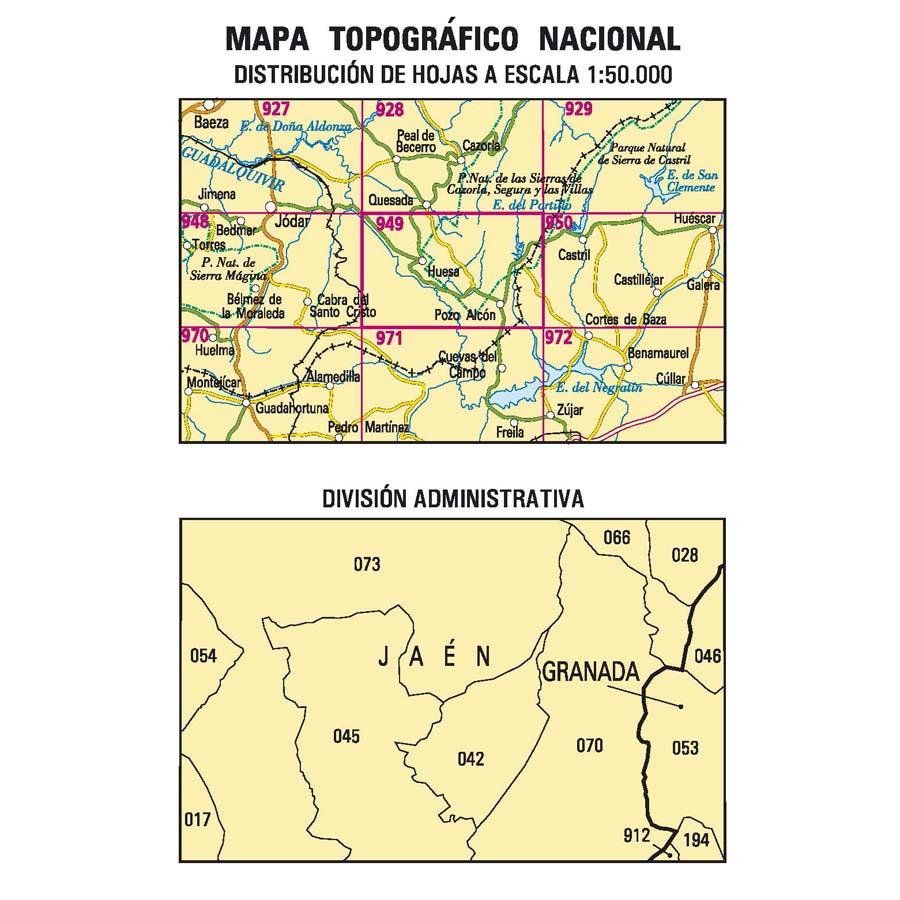 Carte topographique de l'Espagne n° 0949 - Pozo Alcón | CNIG - 1/50 000 carte pliée CNIG 