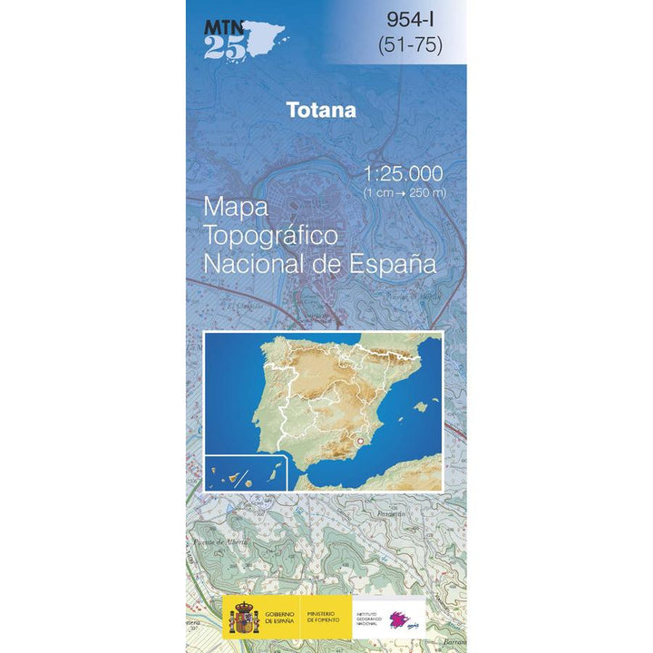 Carte topographique de l'Espagne n° 0954.1 - Totana | CNIG - 1/25 000 carte pliée CNIG 