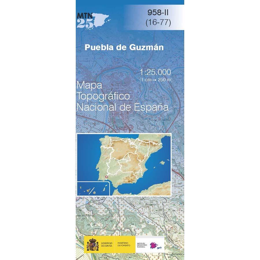 Carte topographique de l'Espagne n° 0958.2 - Puebla de Guzmán | CNIG - 1/25 000 carte pliée CNIG 