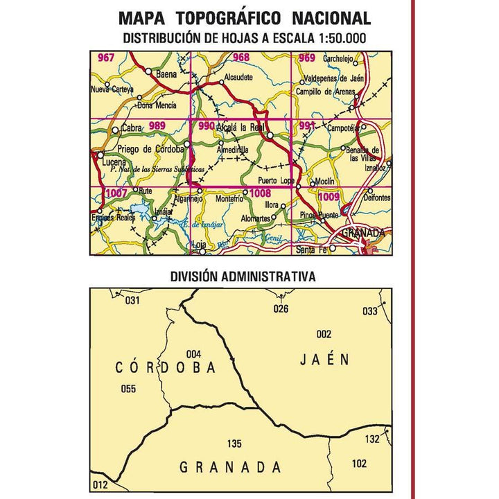Carte topographique de l'Espagne n° 0990 - Alcalá la Real | CNIG - 1/50 000 carte pliée CNIG 