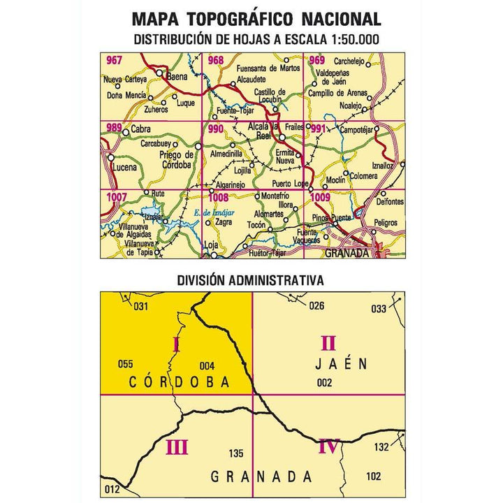 Carte topographique de l'Espagne n° 0990.1 - Almedinilla | CNIG - 1/25 000 carte pliée CNIG 