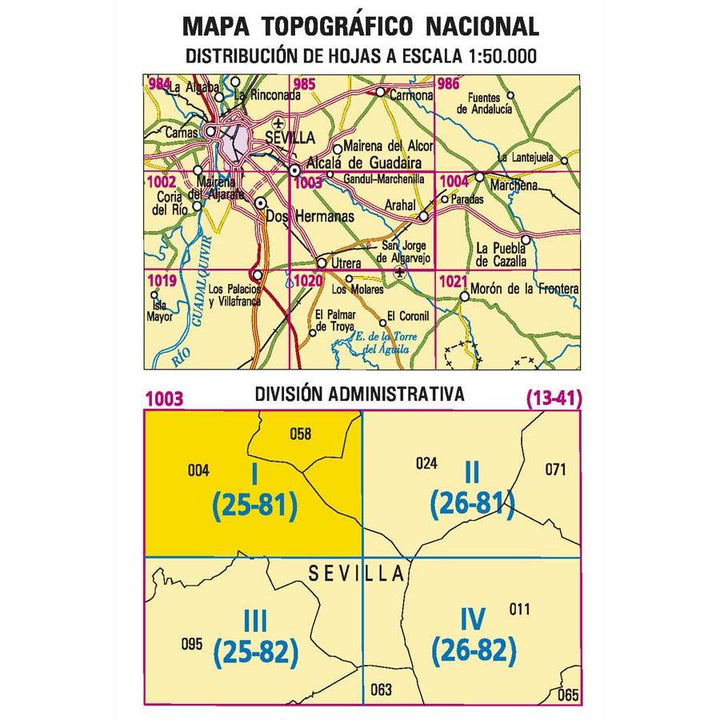 Carte topographique de l'Espagne n° 1003.1 - Gandul-Marchenilla | CNIG - 1/25 000 carte pliée CNIG 