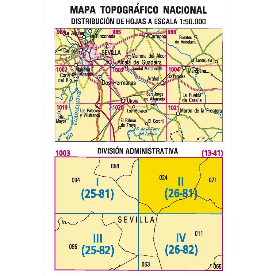 Carte topographique de l'Espagne n° 1003.2 - Arahal | CNIG - 1/25 000 carte pliée CNIG 