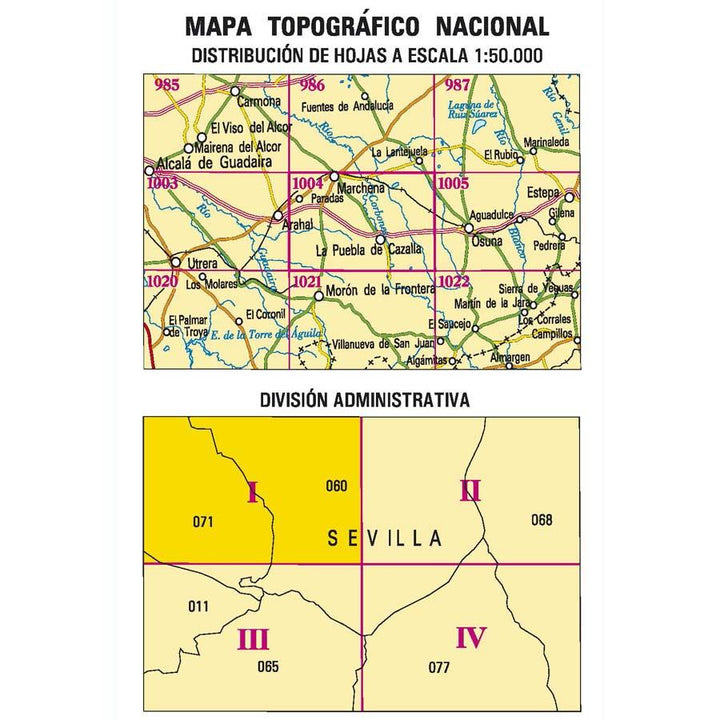 Carte topographique de l'Espagne n° 1004.1 - Marchena | CNIG - 1/25 000 carte pliée CNIG 