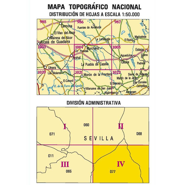 Carte topographique de l'Espagne n° 1004.4 - La Puebla de Cazalla | CNIG - 1/25 000 carte pliée CNIG 