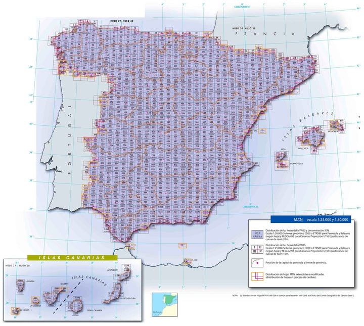 Carte topographique de l'Espagne n° 1020.1 - Los Molares | CNIG - 1/25 000 carte pliée CNIG 