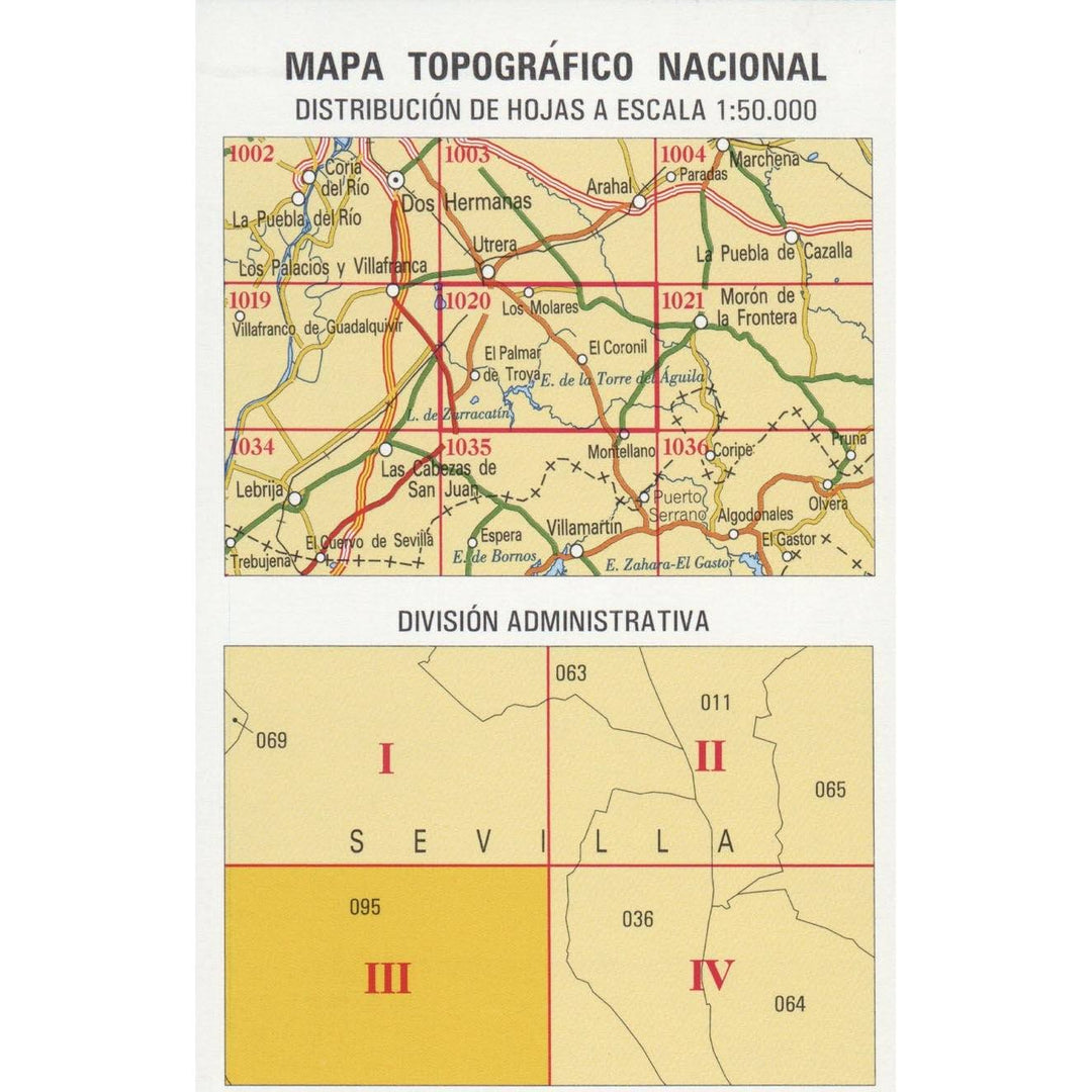 Carte topographique de l'Espagne n° 1020.3 - El Palmar de Troya | CNIG - 1/25 000 carte pliée CNIG 