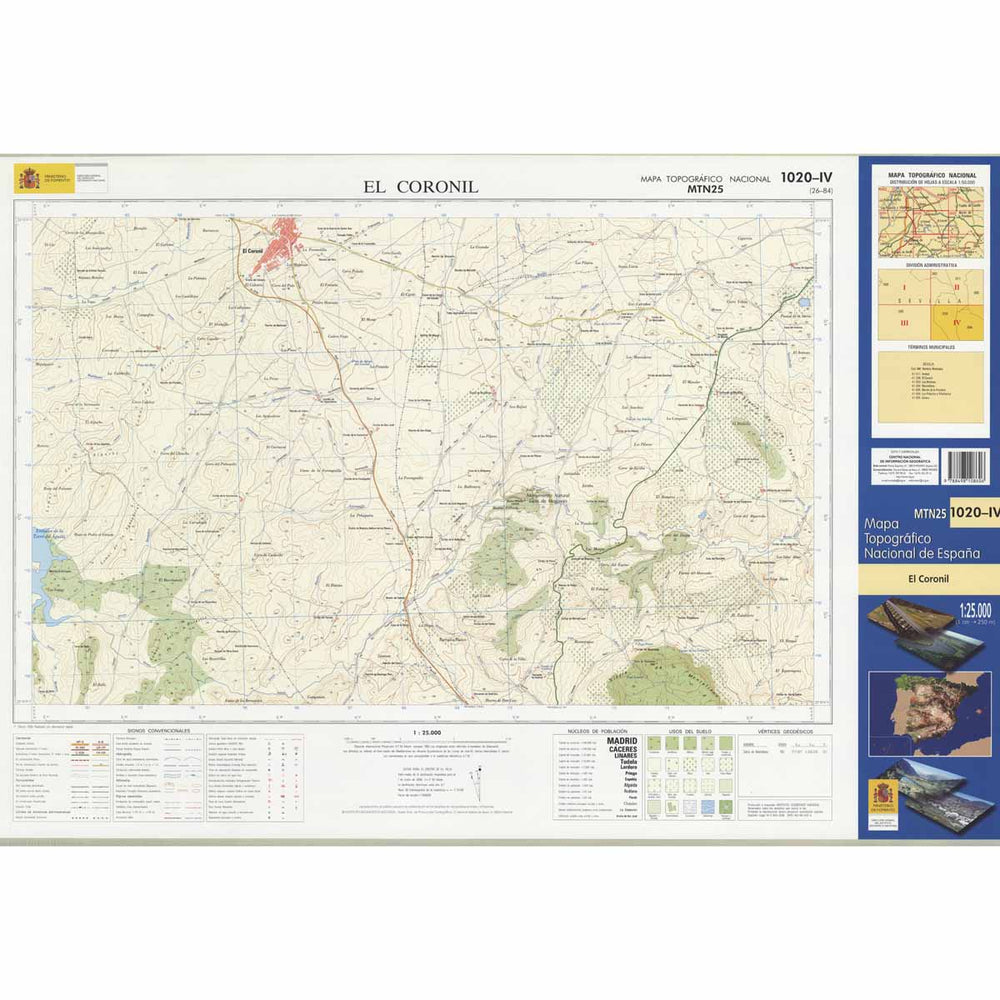 Carte topographique de l'Espagne n° 1020.4 - El Coronil | CNIG - 1/25 000 carte pliée CNIG 