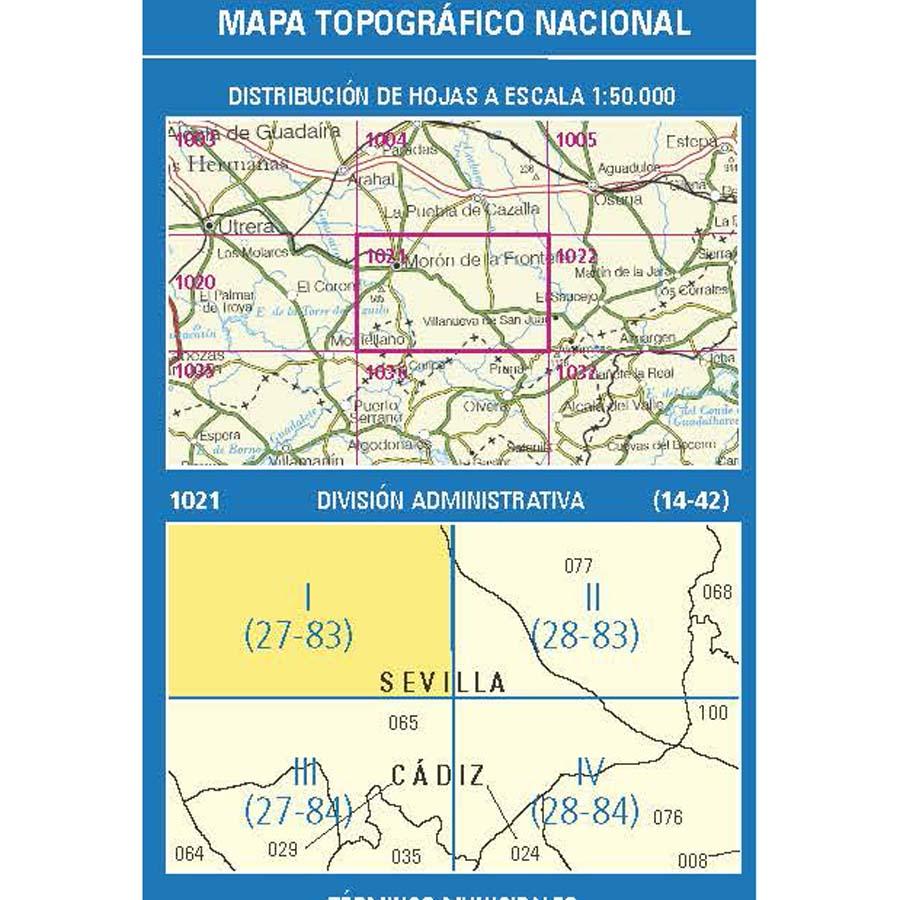 Carte topographique de l'Espagne n° 1021.1 - Morón de la Frontera | CNIG - 1/25 000 carte pliée CNIG 