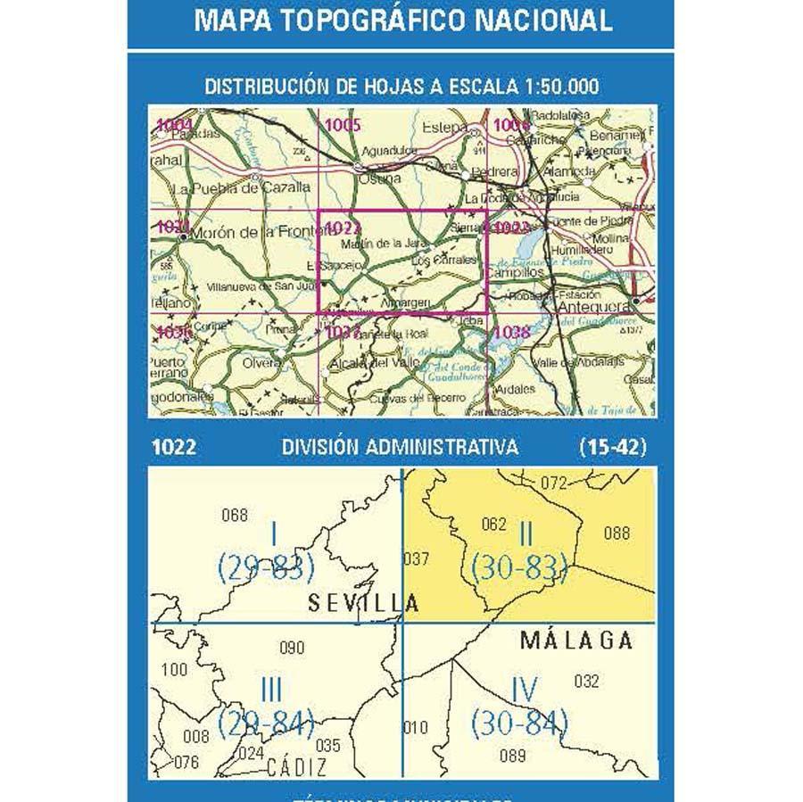 Carte topographique de l'Espagne n° 1022.2 - Los Corrales | CNIG - 1/25 000 carte pliée CNIG 