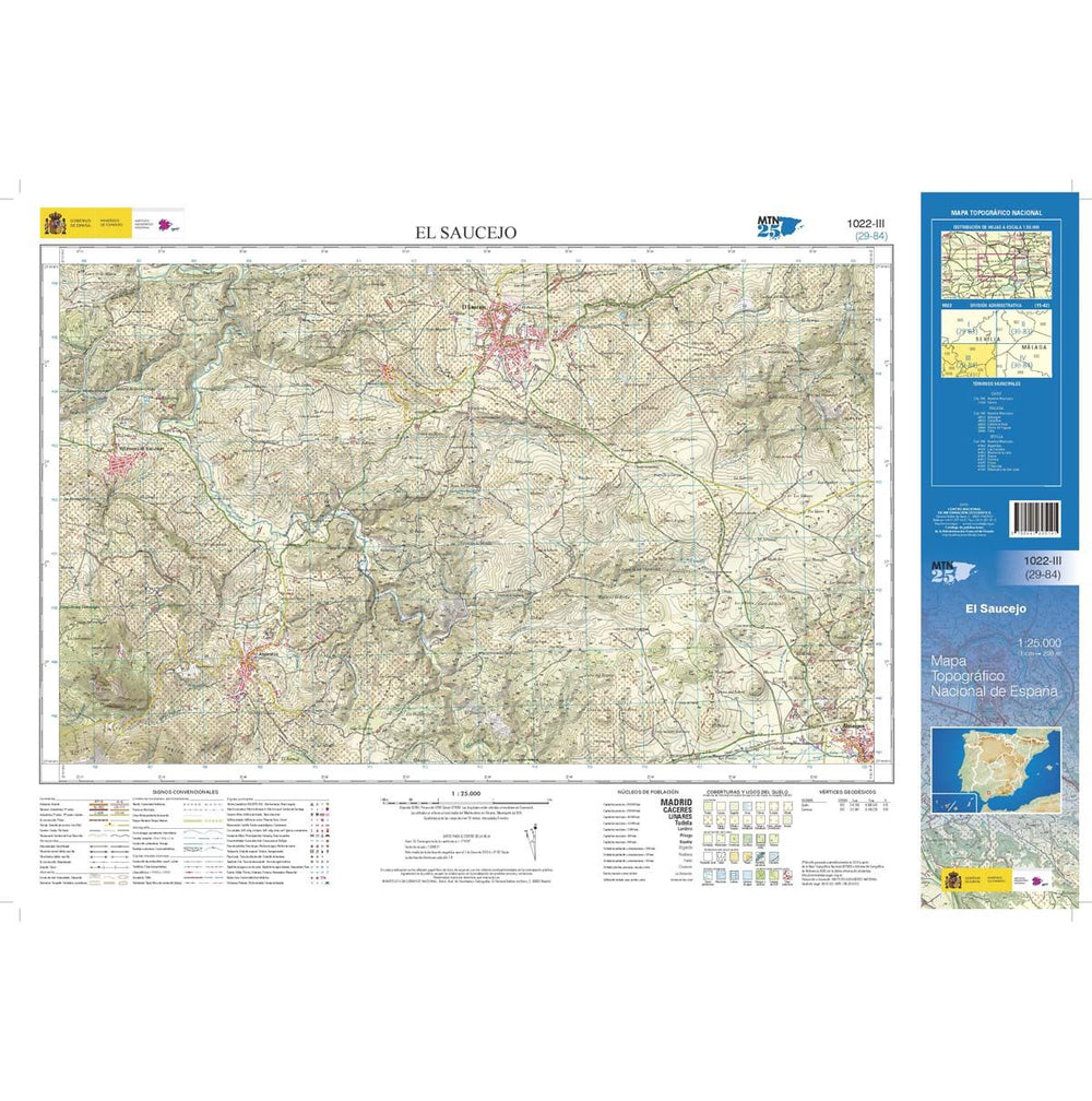 Carte topographique de l'Espagne n° 1022.3 - El Saucejo | CNIG - 1/25 000 carte pliée CNIG 