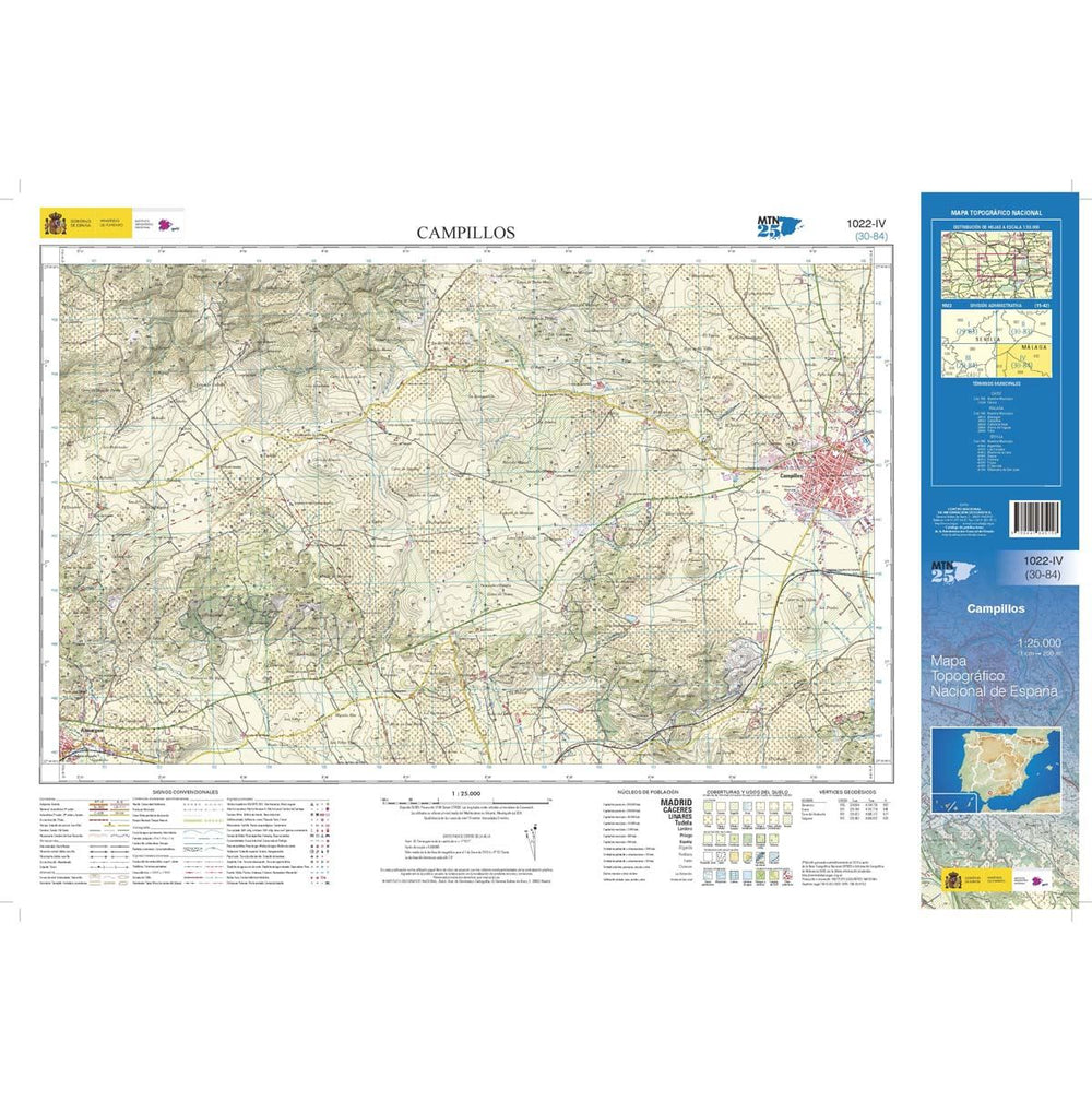 Carte topographique de l'Espagne n° 1022.4 - Campillos | CNIG - 1/25 000 carte pliée CNIG 