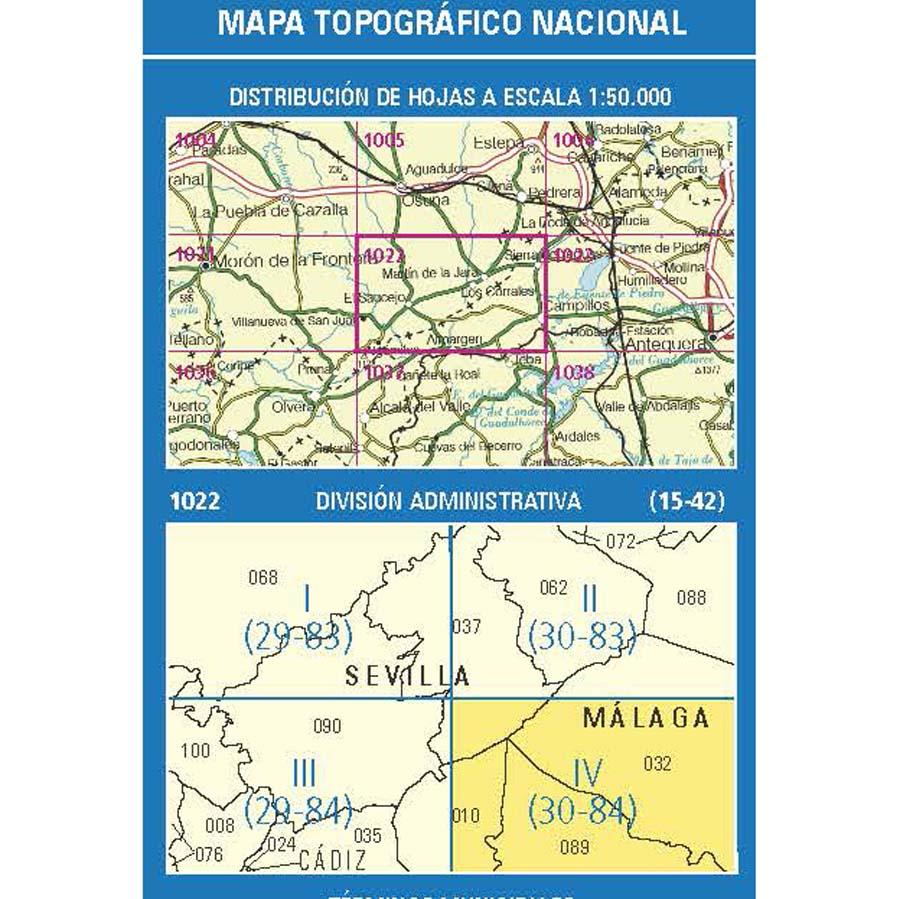 Carte topographique de l'Espagne n° 1022.4 - Campillos | CNIG - 1/25 000 carte pliée CNIG 