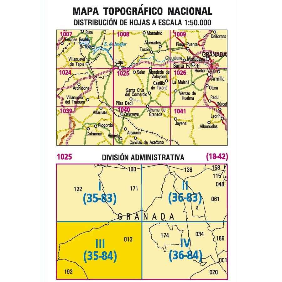Carte topographique de l'Espagne n° 1025.3 - Pilas Dedil | CNIG - 1/25 000 carte pliée CNIG 