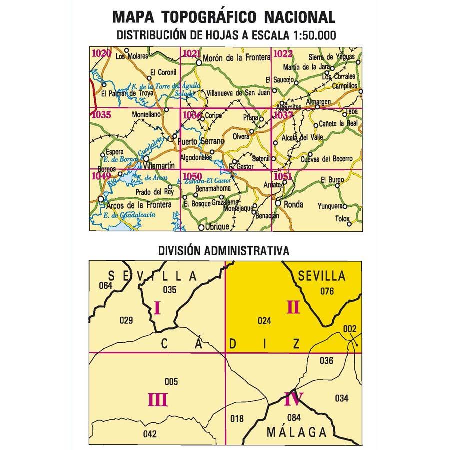 Carte topographique de l'Espagne n° 1036.2 - Olvera | CNIG - 1/25 000 carte pliée CNIG 