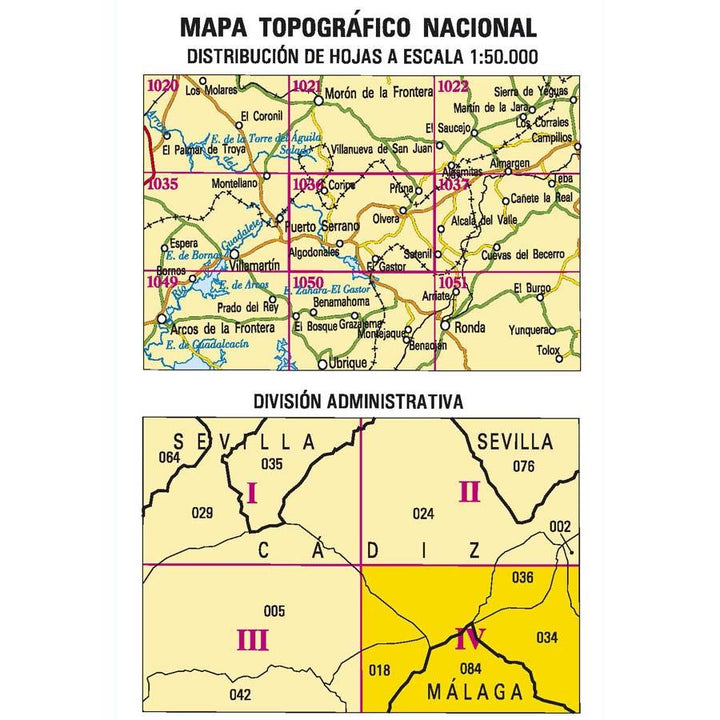 Carte topographique de l'Espagne n° 1036.4 - El Gastor | CNIG - 1/25 000 carte pliée CNIG 