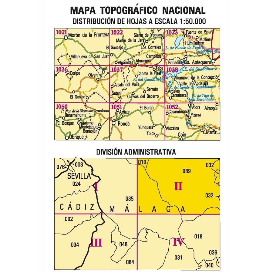 Carte topographique de l'Espagne n° 1037.2 - Teba | CNIG - 1/25 000 carte pliée CNIG 