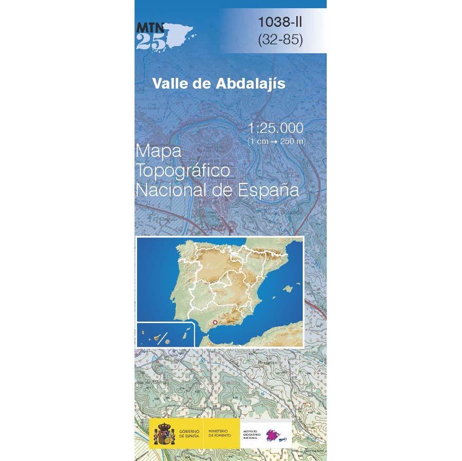 Carte topographique de l'Espagne n° 1038.2 - Valle de Abdalajís | CNIG - 1/25 000 carte pliée CNIG 
