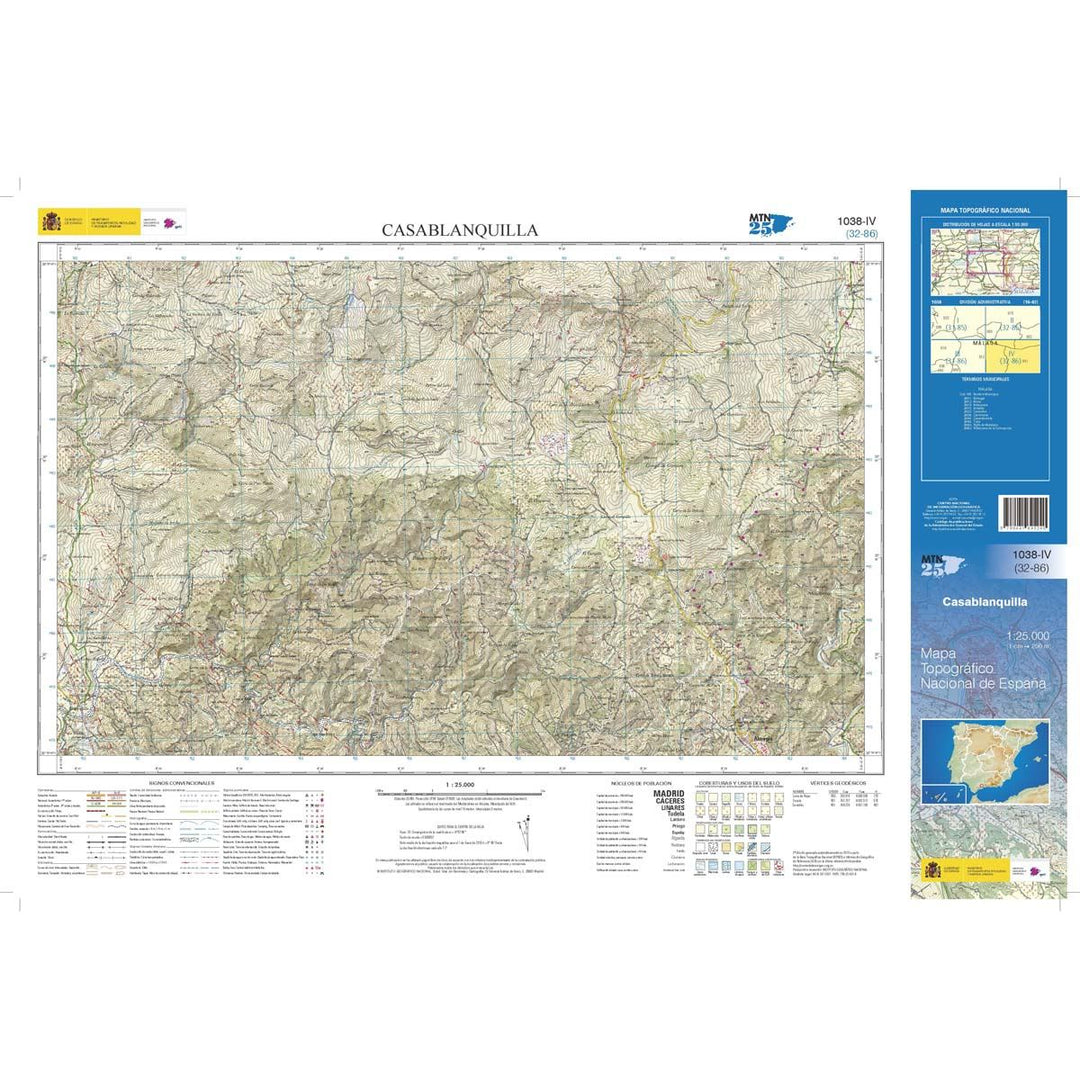 Carte topographique de l'Espagne n° 1038.4 - Casablanquilla | CNIG - 1/25 000 carte pliée CNIG 