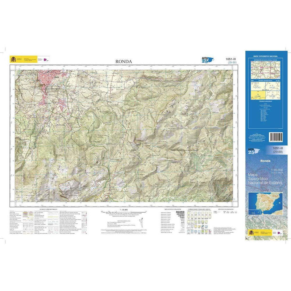 Carte topographique de l'Espagne n° 1051.3 - Ronda | CNIG - 1/25 000 carte pliée CNIG 