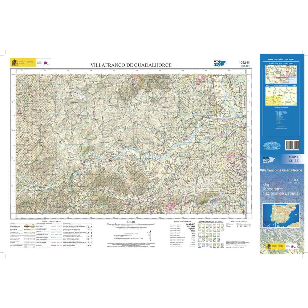 Carte topographique de l'Espagne n° 1052.3 - Villafranco de Guadalhorce | CNIG - 1/25 000 carte pliée CNIG 