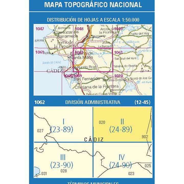Carte topographique de l'Espagne n° 1062.2 - La Barca de la Florida | CNIG - 1/25 000 carte pliée CNIG 