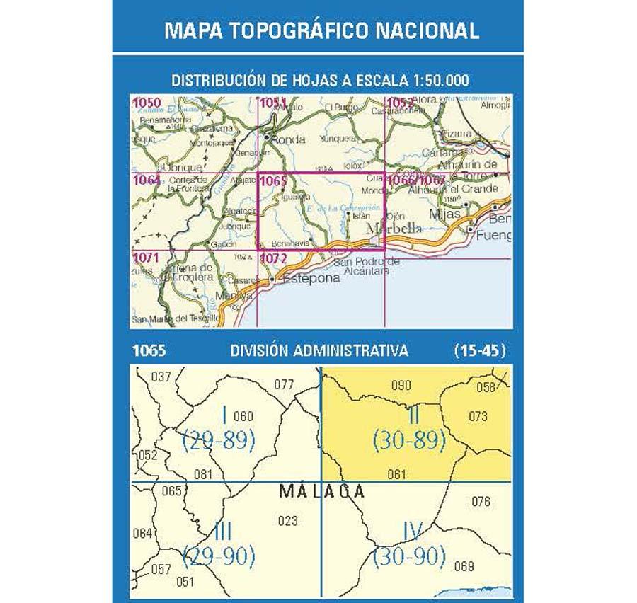 Carte topographique de l'Espagne n° 1065.2 - Istán | CNIG - 1/25 000 carte pliée CNIG 