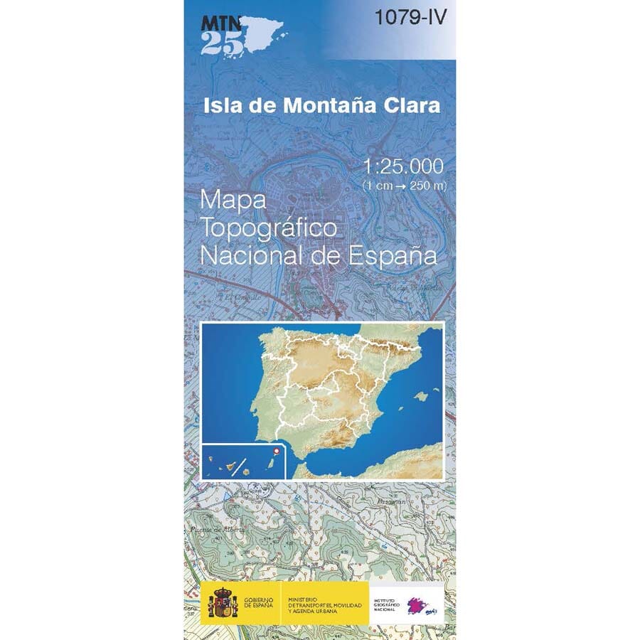 Carte topographique de l'Espagne n° 1079.4 - Isla de Montaña Clara (Lanzarote) | CNIG - 1/25 000 carte pliée CNIG 