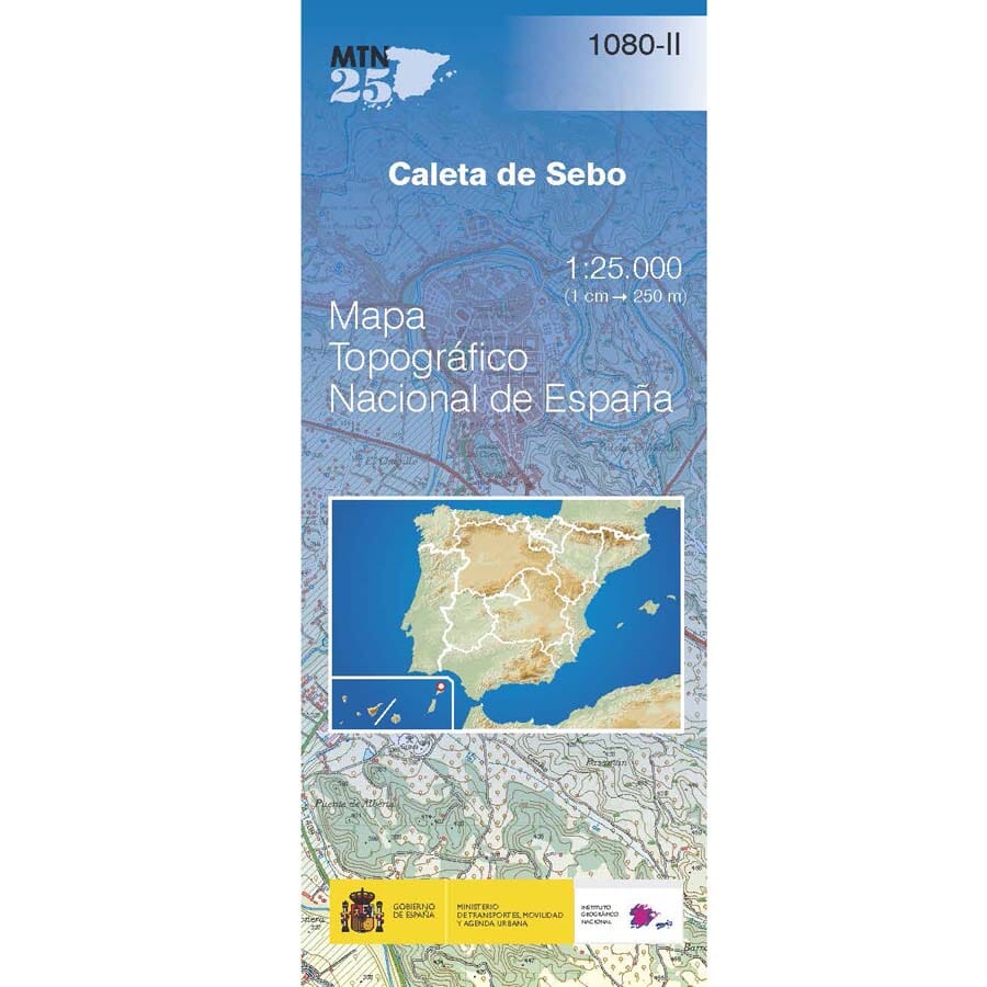 Carte topographique de l'Espagne n° 1080.2 - Caleta de Sebo (Lanzarote) | CNIG - 1/25 000 carte pliée CNIG 