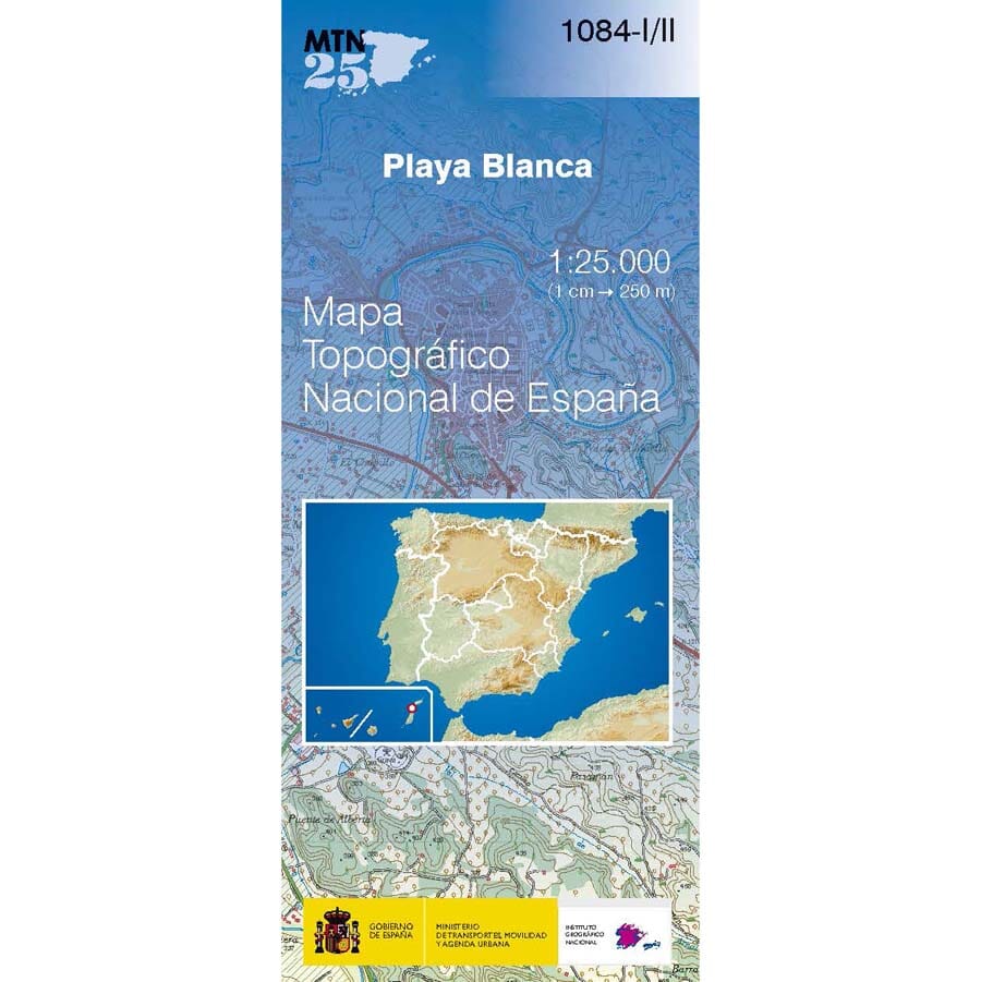Carte topographique de l'Espagne n° 1084.1/2 - Playa Blanca (Lanzarote) | CNIG - 1/25 000 carte pliée CNIG 