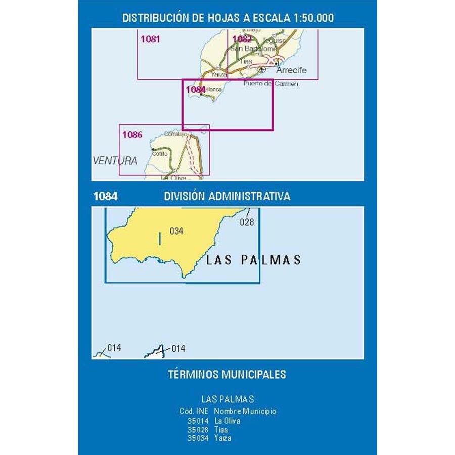 Carte topographique de l'Espagne n° 1084.1/2 - Playa Blanca (Lanzarote) | CNIG - 1/25 000 carte pliée CNIG 