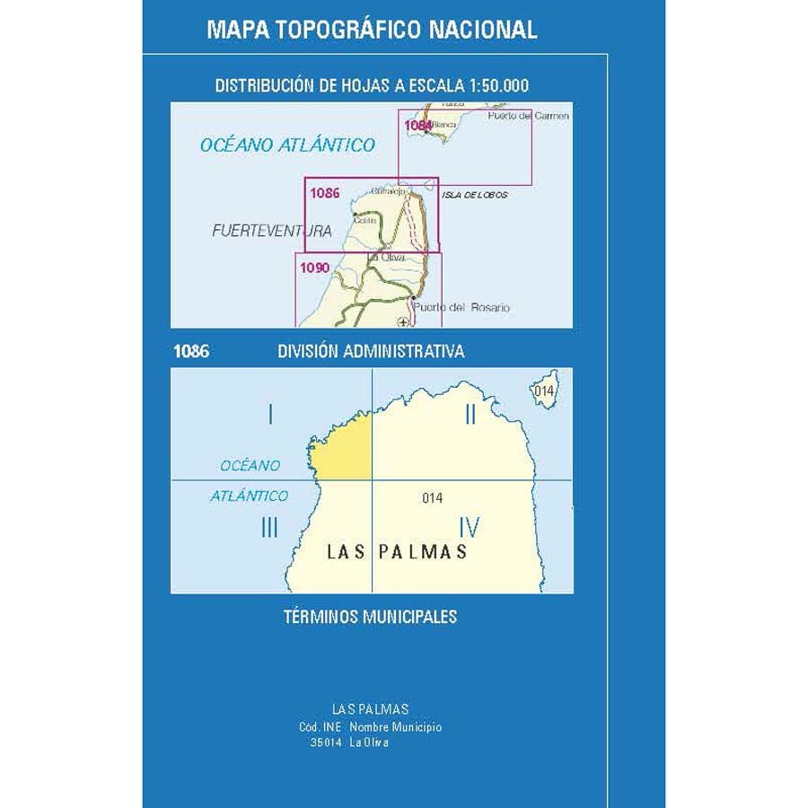 Carte topographique de l'Espagne n° 1086.1 - El Roque (Fuerteventura) | CNIG - 1/25 000 carte pliée CNIG 
