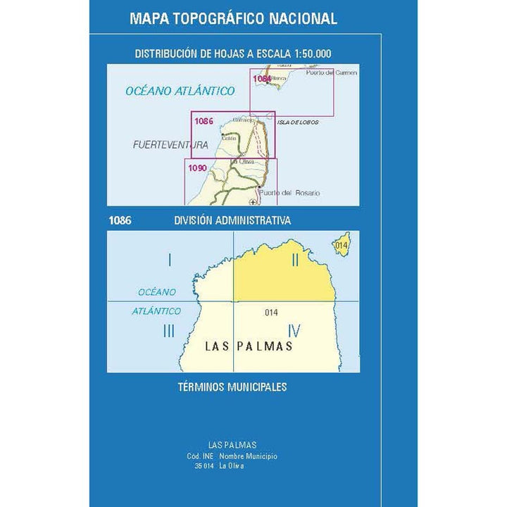 Carte topographique de l'Espagne n° 1086.2 - Corralejo (Fuerteventura) | CNIG - 1/25 000 carte pliée CNIG 
