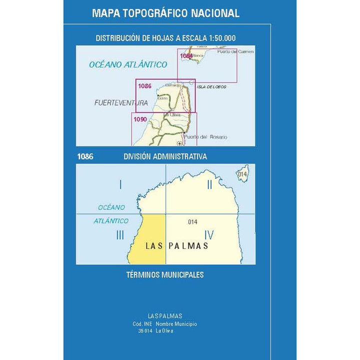 Carte topographique de l'Espagne n° 1086.3 - El Cotillo (Fuerteventura) | CNIG - 1/25 000 carte pliée CNIG 