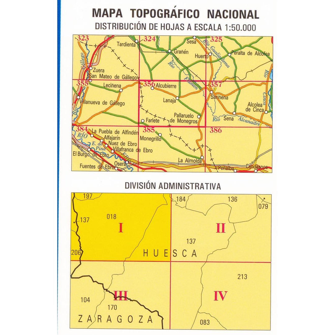 Carte topographique de l'Espagne n° 356.1 - Alcubierre | CNIG - 1/25 000 carte pliée CNIG 
