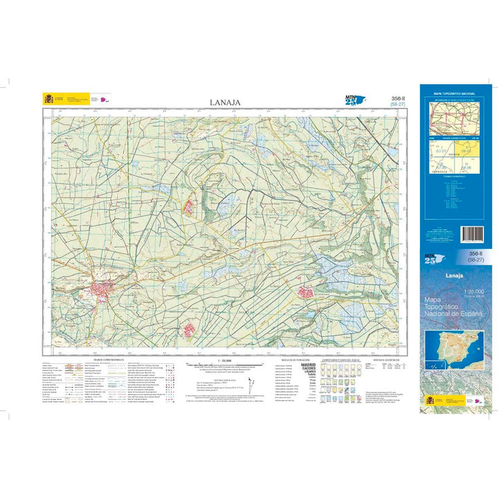 Carte topographique de l'Espagne n° 356.2 - Lanaja | CNIG - 1/25 000 carte pliée CNIG 