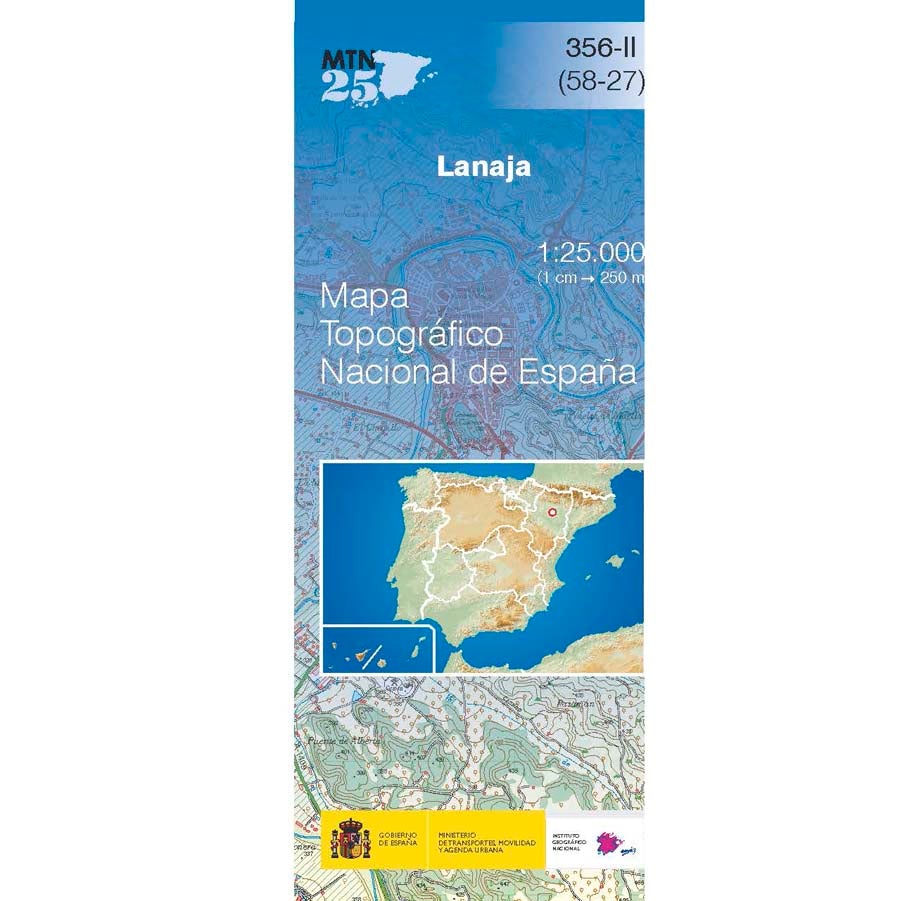Carte topographique de l'Espagne n° 356.2 - Lanaja | CNIG - 1/25 000 carte pliée CNIG 