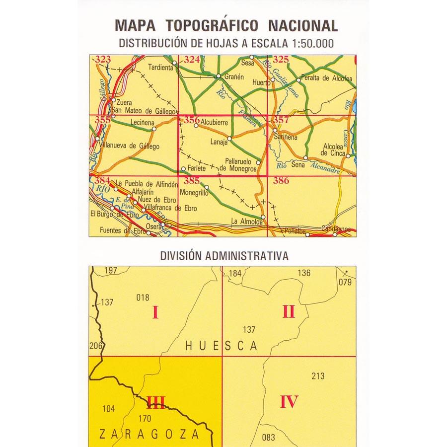 Carte topographique de l'Espagne n° 356.3 - Farlete | CNIG - 1/25 000 carte pliée CNIG 