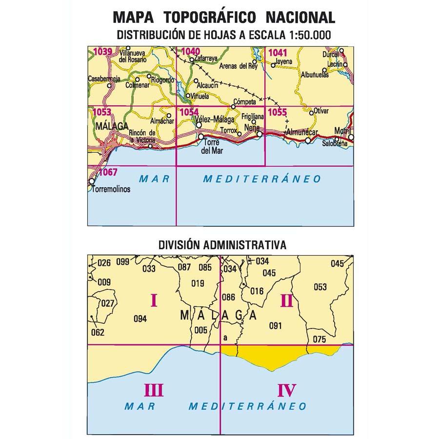 Carte topographique de l'Espagne - Nerja, n° 1054.4 | CNIG - 1/25 000 carte pliée CNIG 