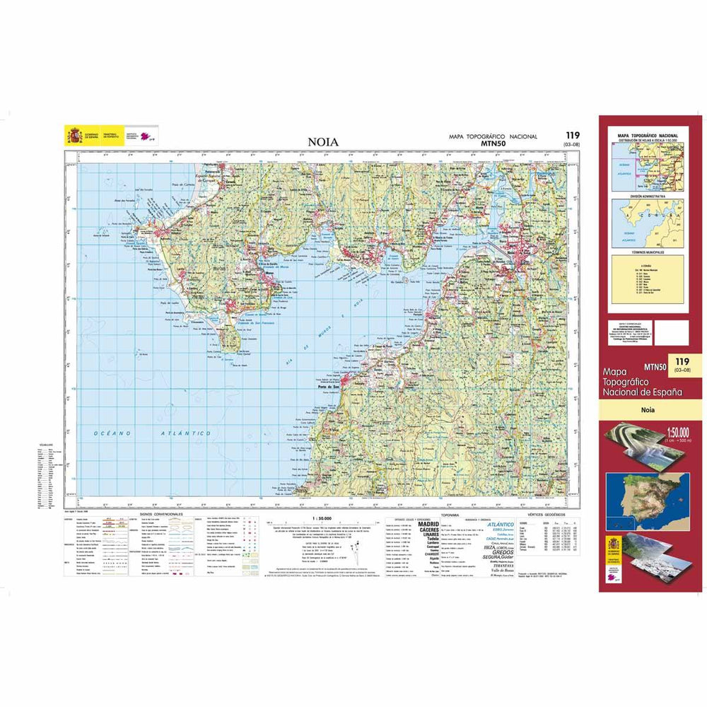 Carte topographique de l'Espagne - Noia, n° 0119 | CNIG - 1/50 000 carte pliée CNIG 