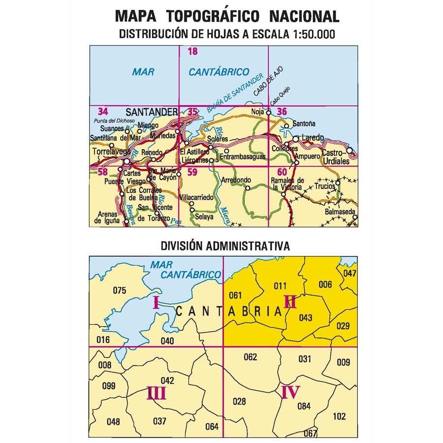 Carte topographique de l'Espagne - Noja, n° 0035.2 | CNIG - 1/25 000 carte pliée CNIG 