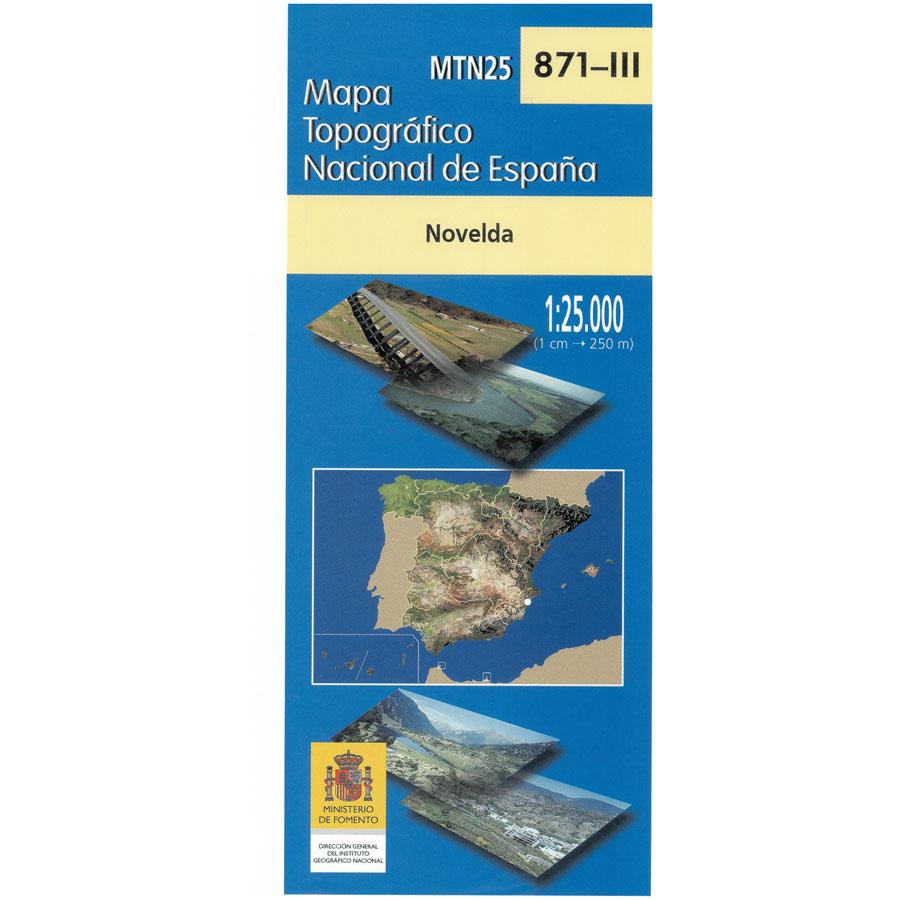 Carte topographique de l'Espagne - Novelda, n° 0871.3 | CNIG - 1/25 000 carte pliée CNIG 
