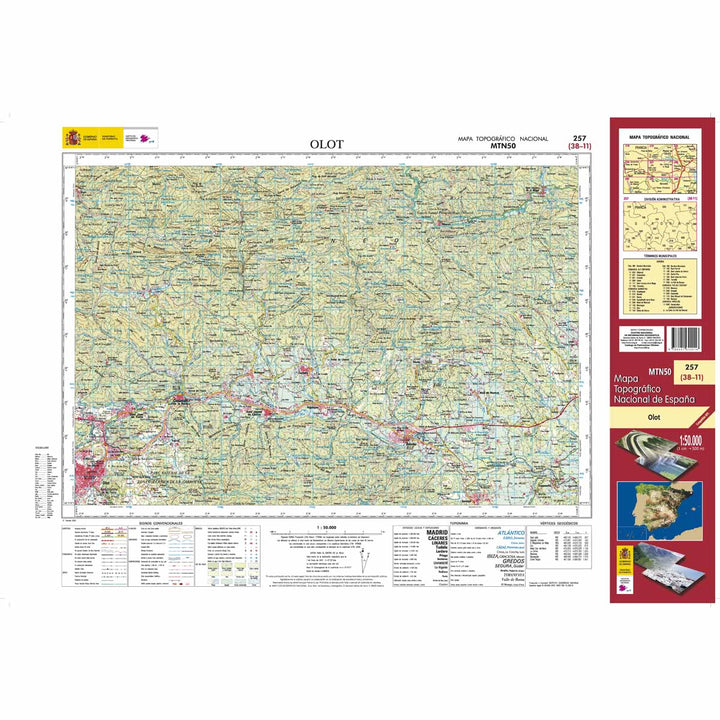 Carte topographique de l'Espagne - Olot, n° 0257 | CNIG - 1/50 000 carte pliée CNIG 
