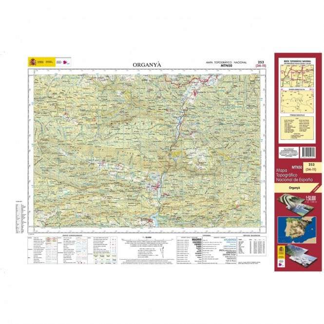 Carte topographique de l'Espagne - Organyà, n° 0253 | CNIG - 1/50 000 carte pliée CNIG 