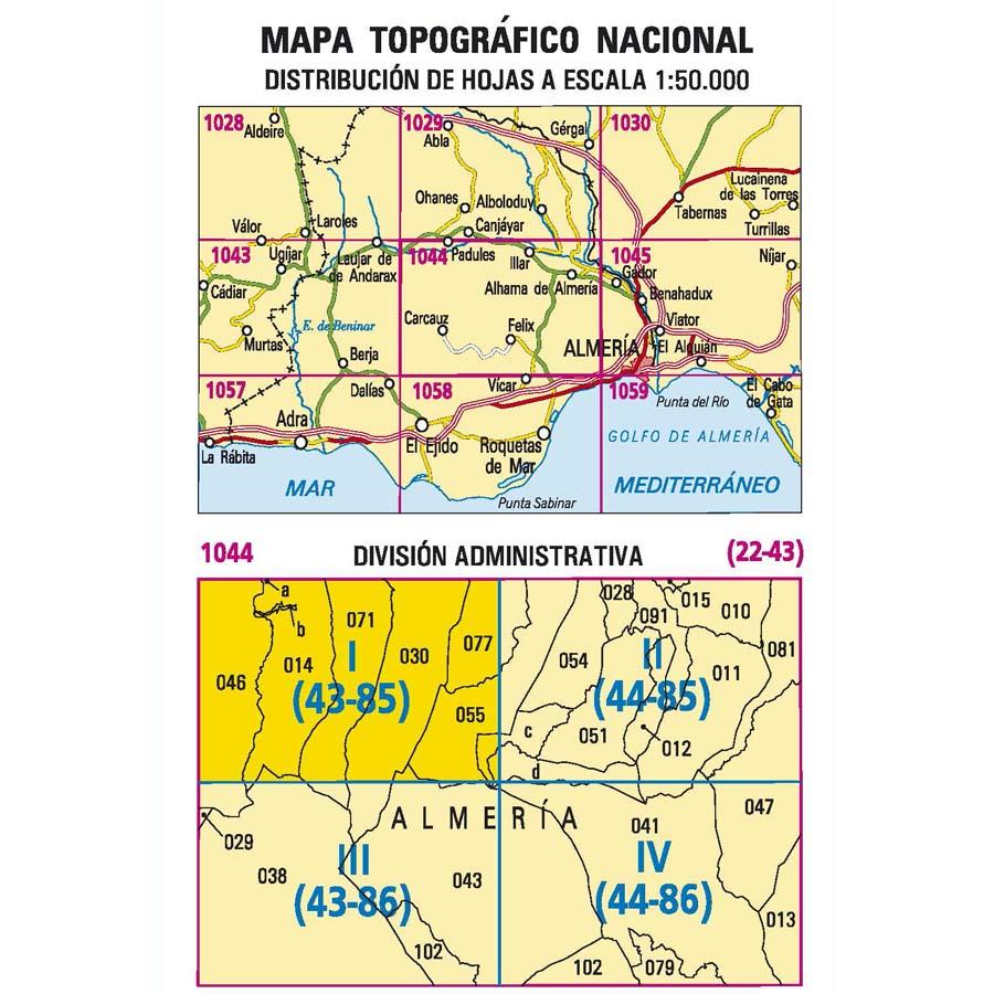 Carte topographique de l'Espagne - Padules, n° 1044.1 | CNIG - 1/25 000 carte pliée CNIG 