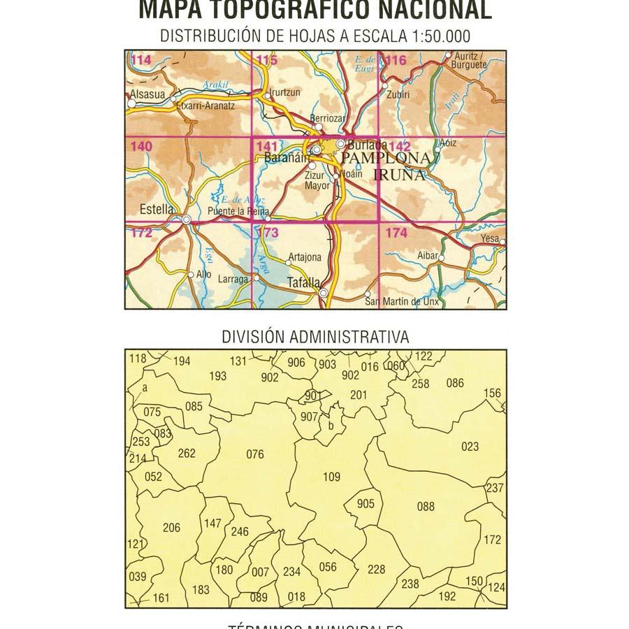 Carte topographique de l'Espagne - Pamplona-Iruña, n° 0141 | CNIG - 1/50 000 carte pliée CNIG 