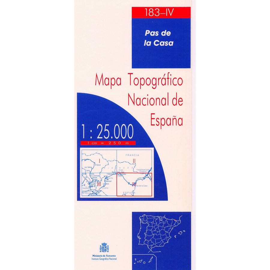 Carte topographique de l'Espagne - Pas de la Casa, n° 0183.4 | CNIG - 1/25 000 carte pliée CNIG 
