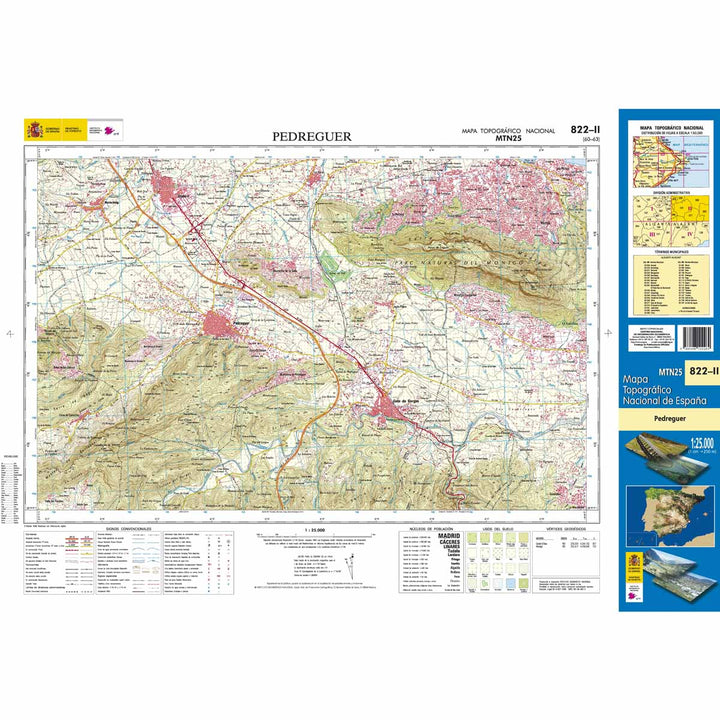 Carte topographique de l'Espagne - Pedreguer, n° 0822.2 | CNIG - 1/25 000 carte pliée CNIG 
