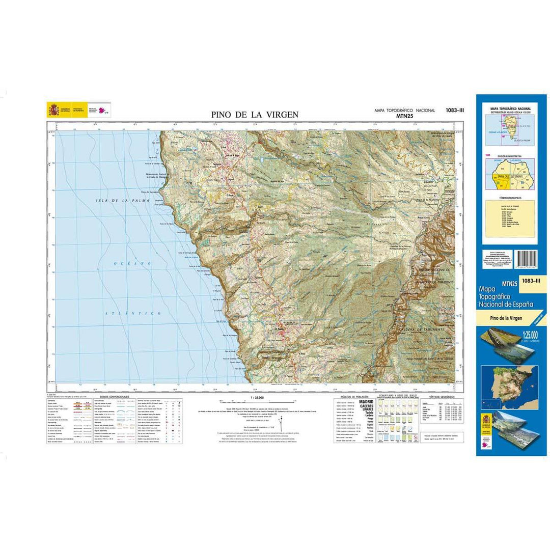 Carte topographique de l'Espagne - Pino de la Virgen (La Palma), n° 1083.3 | CNIG - 1/25 000 carte pliée CNIG 